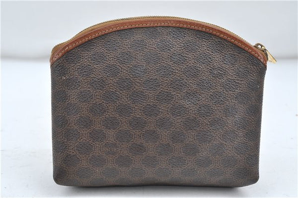 Authentic CELINE Macadam Pattern Pouch Purse PVC Leather Brown 5330D