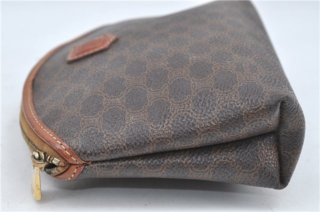 Authentic CELINE Macadam Pattern Pouch Purse PVC Leather Brown 5330D