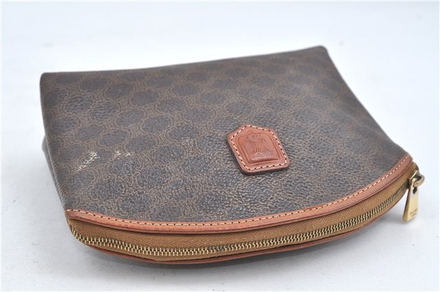 Authentic CELINE Macadam Pattern Pouch Purse PVC Leather Brown 5330D
