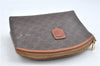 Authentic CELINE Macadam Pattern Pouch Purse PVC Leather Brown 5330D