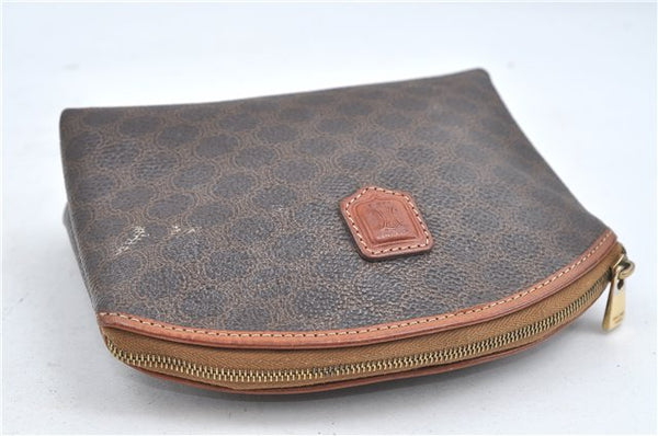 Authentic CELINE Macadam Pattern Pouch Purse PVC Leather Brown 5330D