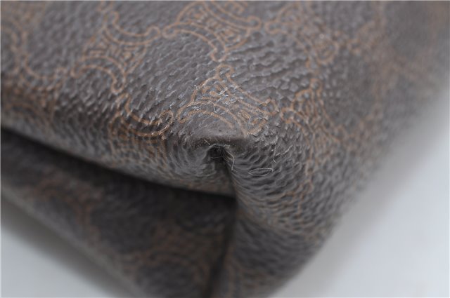 Authentic CELINE Macadam Pattern Pouch Purse PVC Leather Brown 5330D