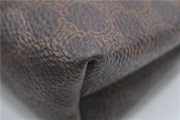 Authentic CELINE Macadam Pattern Pouch Purse PVC Leather Brown 5330D