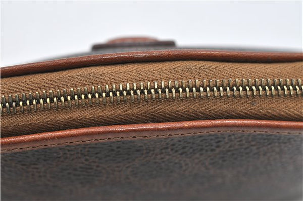 Authentic CELINE Macadam Pattern Pouch Purse PVC Leather Brown 5330D