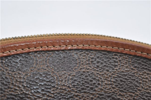 Authentic CELINE Macadam Pattern Pouch Purse PVC Leather Brown 5330D
