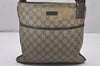 Authentic GUCCI Shoulder Cross Body Bag Purse GG PVC Leather 141626 Brown 5332I