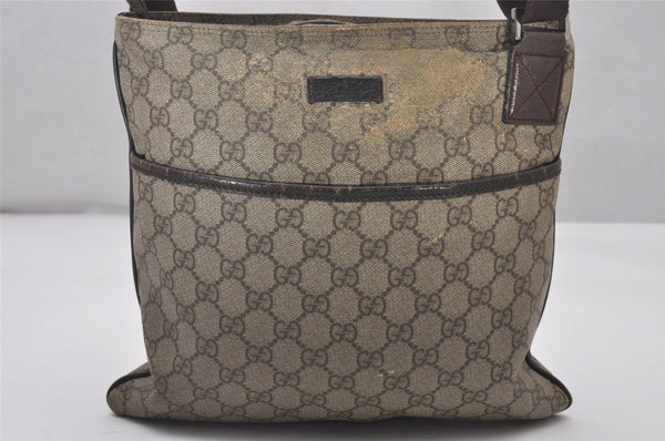 Authentic GUCCI Shoulder Cross Body Bag Purse GG PVC Leather 141626 Brown 5332I