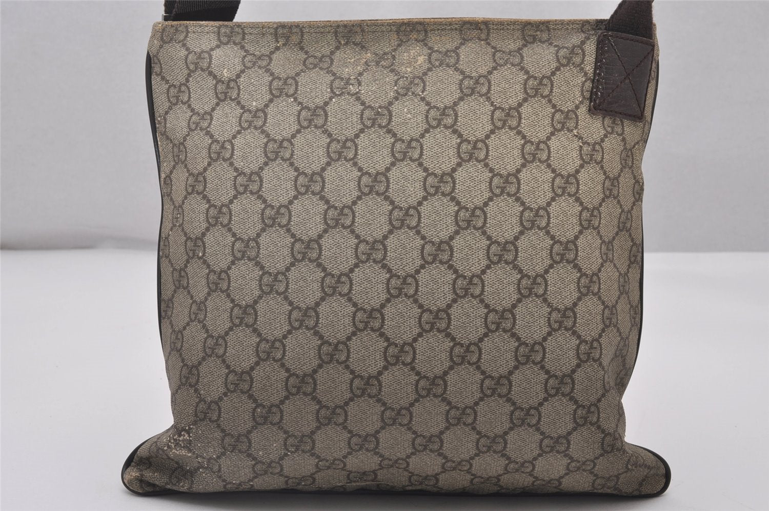 Authentic GUCCI Shoulder Cross Body Bag Purse GG PVC Leather 141626 Brown 5332I