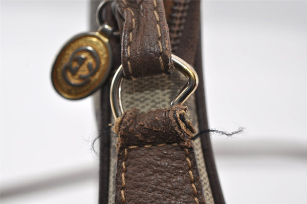 Authentic GUCCI Shoulder Cross Body Bag Purse GG PVC Leather Brown Junk 5333I