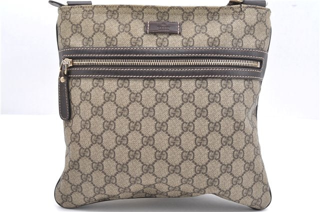 Authentic GUCCI Shoulder Cross Body Bag GG PVC Leather 295257 Brown 5334F