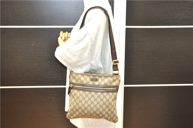 Authentic GUCCI Shoulder Cross Body Bag GG PVC Leather 295257 Brown 5334F