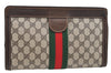 Authentic GUCCI Web Sherry Line Clutch Hand Bag Purse GG PVC Leather Brown 5334I
