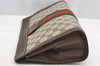Authentic GUCCI Web Sherry Line Clutch Hand Bag Purse GG PVC Leather Brown 5334I