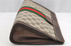 Authentic GUCCI Web Sherry Line Clutch Hand Bag Purse GG PVC Leather Brown 5334I