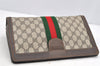 Authentic GUCCI Web Sherry Line Clutch Hand Bag Purse GG PVC Leather Brown 5334I