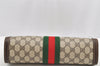 Authentic GUCCI Web Sherry Line Clutch Hand Bag Purse GG PVC Leather Brown 5334I