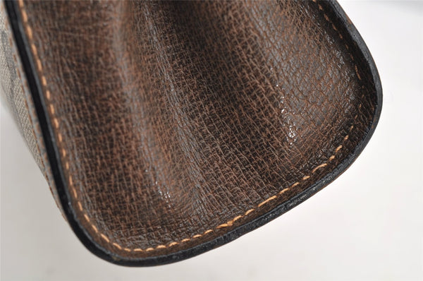 Authentic GUCCI Web Sherry Line Clutch Hand Bag Purse GG PVC Leather Brown 5334I
