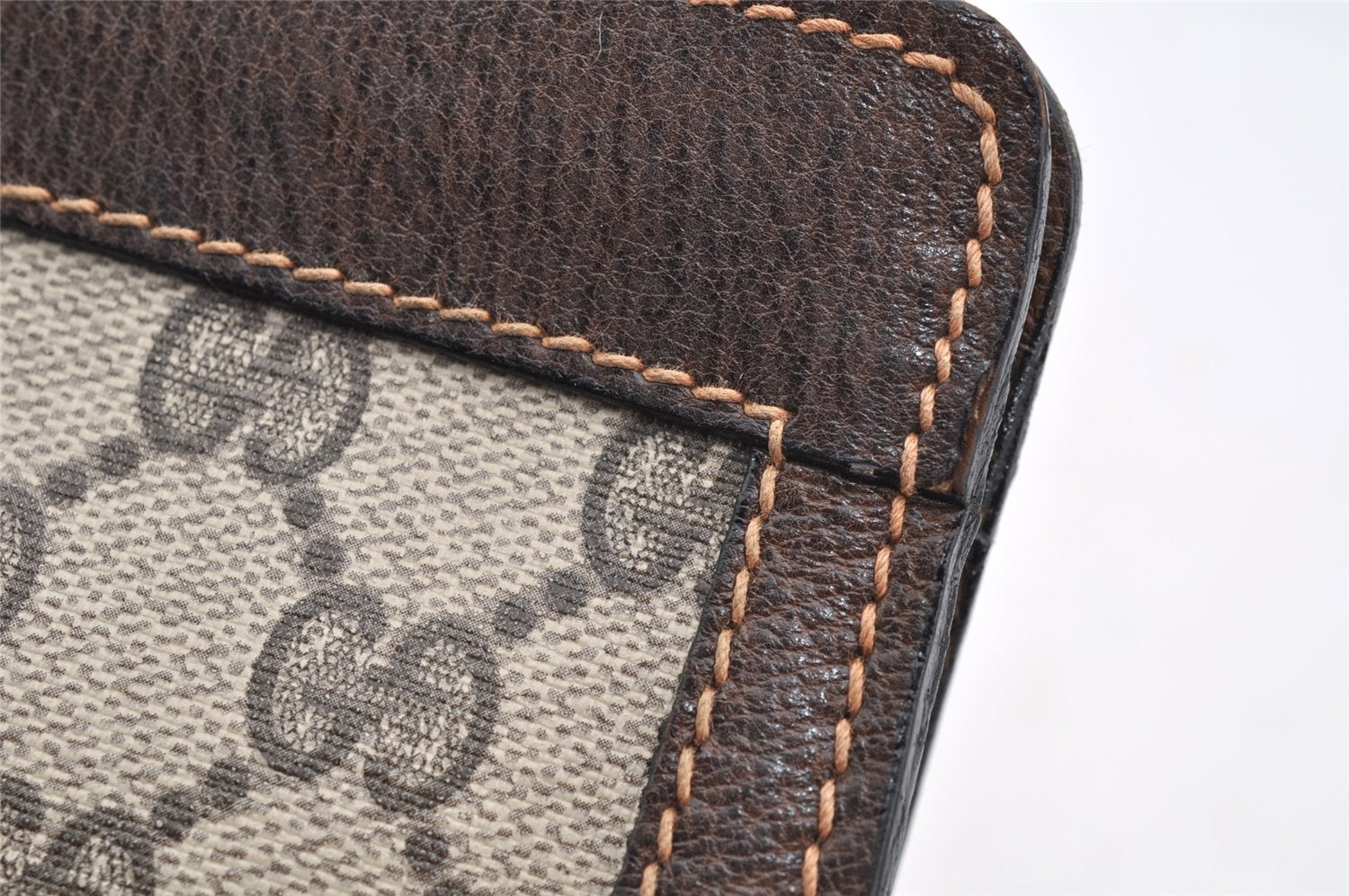 Authentic GUCCI Web Sherry Line Clutch Hand Bag Purse GG PVC Leather Brown 5334I