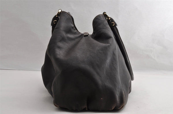 Authentic GUCCI Vintage Abbey Shoulder Tote Bag Leather 189835 Brown 5337I