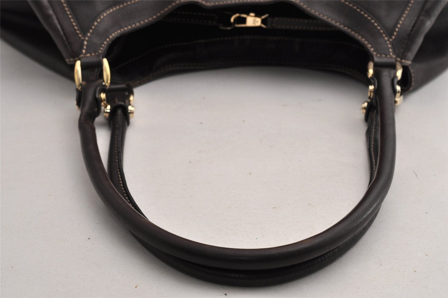 Authentic GUCCI Vintage Abbey Shoulder Tote Bag Leather 189835 Brown 5337I