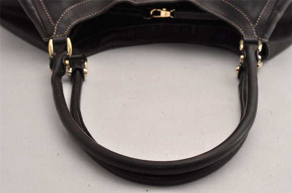 Authentic GUCCI Vintage Abbey Shoulder Tote Bag Leather 189835 Brown 5337I