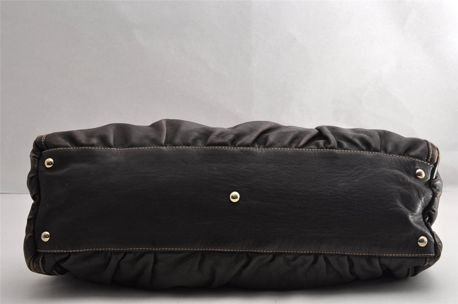 Authentic GUCCI Vintage Abbey Shoulder Tote Bag Leather 189835 Brown 5337I