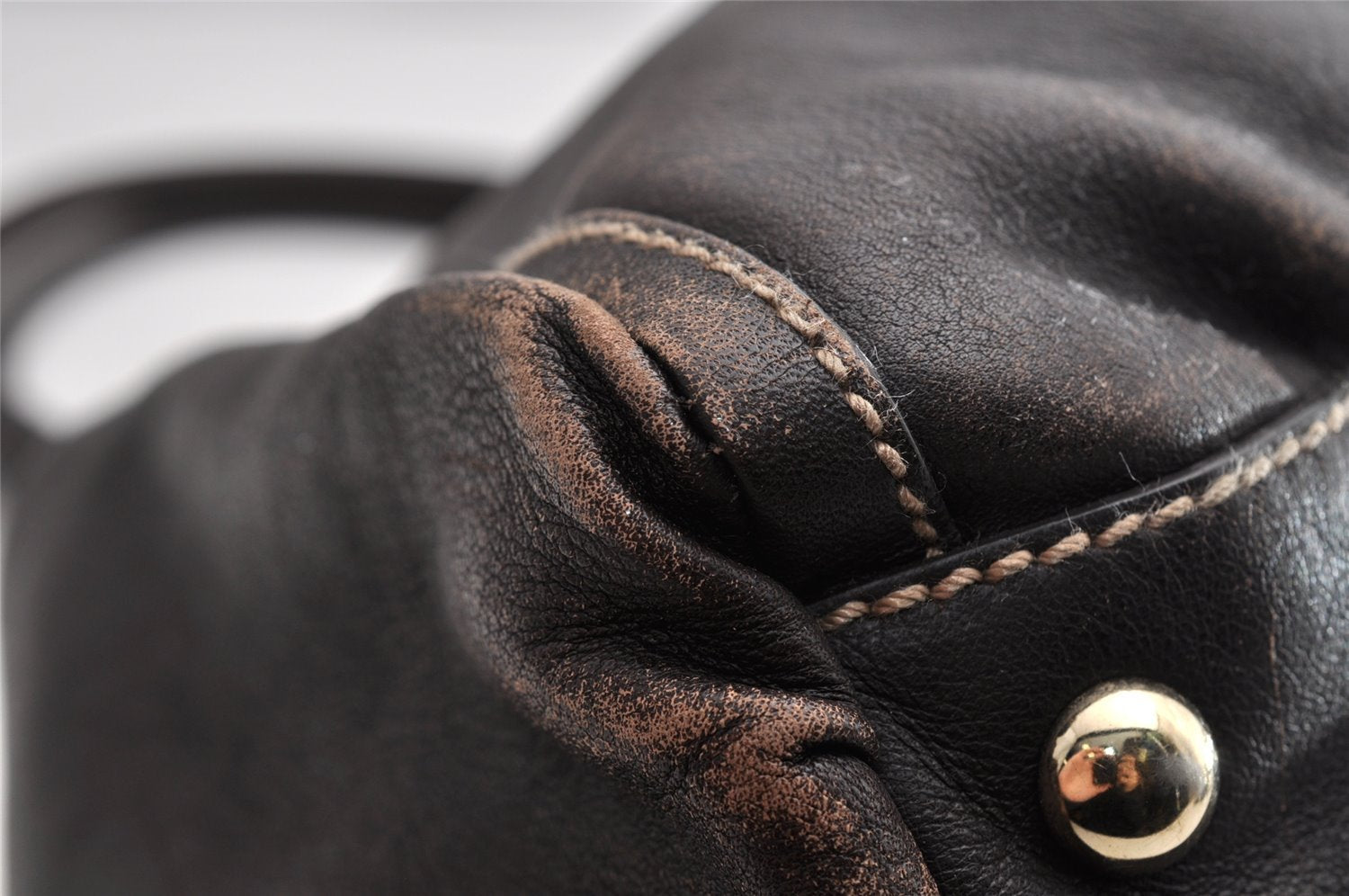 Authentic GUCCI Vintage Abbey Shoulder Tote Bag Leather 189835 Brown 5337I