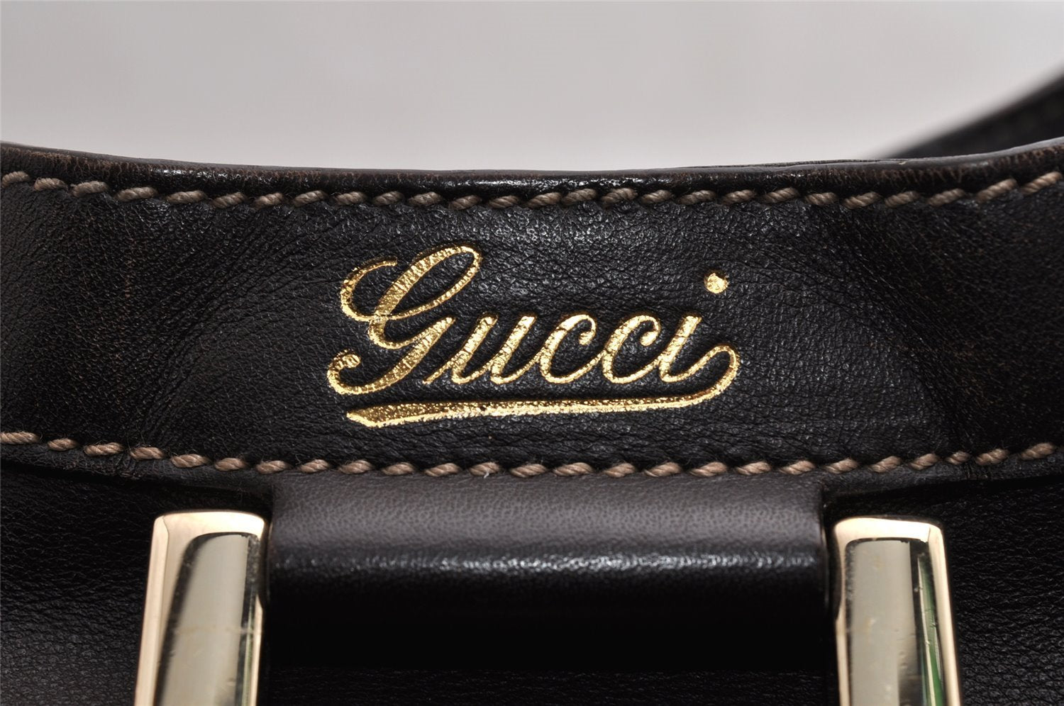 Authentic GUCCI Vintage Abbey Shoulder Tote Bag Leather 189835 Brown 5337I