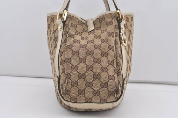 Authentic GUCCI Abbey Shoulder Tote Bag GG Canvas Leather 130736 Brown 5339I