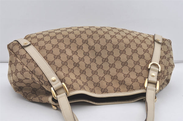 Authentic GUCCI Abbey Shoulder Tote Bag GG Canvas Leather 130736 Brown 5339I