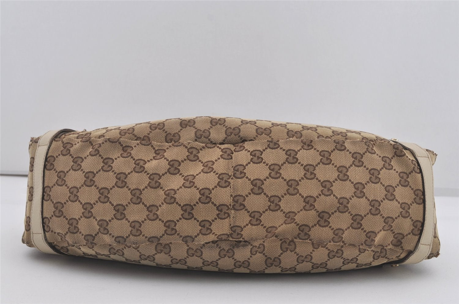 Authentic GUCCI Abbey Shoulder Tote Bag GG Canvas Leather 130736 Brown 5339I