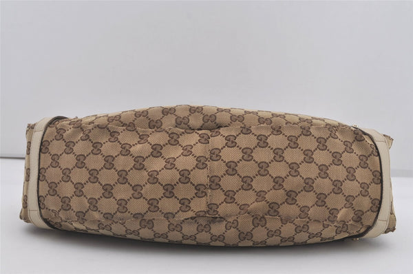 Authentic GUCCI Abbey Shoulder Tote Bag GG Canvas Leather 130736 Brown 5339I