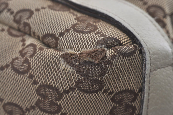 Authentic GUCCI Abbey Shoulder Tote Bag GG Canvas Leather 130736 Brown 5339I