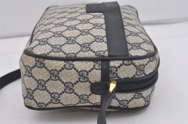 Authentic GUCCI Shoulder Cross Body Bag GG PVC Leather Navy Blue Junk 5343I