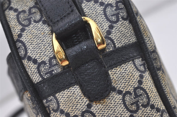 Authentic GUCCI Shoulder Cross Body Bag GG PVC Leather Navy Blue Junk 5343I