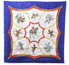 Authentic HERMES Carre 90 Scarf "ECOLE FRANCAISE D'EQUITATION" Silk Navy 5344E