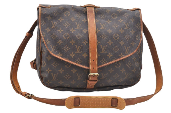 Authentic Louis Vuitton Monogram Saumur 35 Shoulder Cross Bag M42254 LV 5345F
