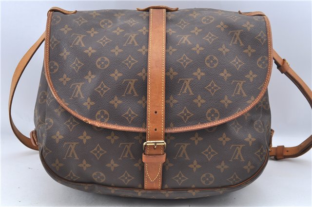 Authentic Louis Vuitton Monogram Saumur 35 Shoulder Cross Bag M42254 LV 5345F