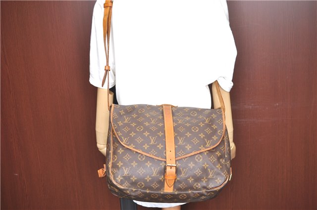 Authentic Louis Vuitton Monogram Saumur 35 Shoulder Cross Bag M42254 LV 5345F