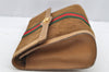 Authentic GUCCI Web Sherry Line Clutch Hand Bag Purse Suede Leather Brown 5347I