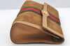 Authentic GUCCI Web Sherry Line Clutch Hand Bag Purse Suede Leather Brown 5347I