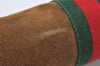 Authentic GUCCI Web Sherry Line Clutch Hand Bag Purse Suede Leather Brown 5347I
