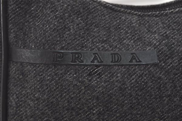 Authentic PRADA Sports Vintage Wool Leather Hand Bag Purse Gray 5349I