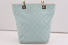 Authentic GUCCI Shoulder Tote Bag GG Canvas Leather 0021099 Light Blue 5352I
