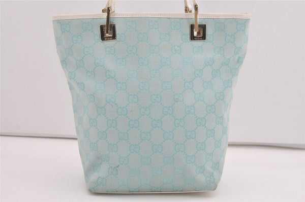 Authentic GUCCI Shoulder Tote Bag GG Canvas Leather 0021099 Light Blue 5352I