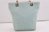 Authentic GUCCI Shoulder Tote Bag GG Canvas Leather 0021099 Light Blue 5352I