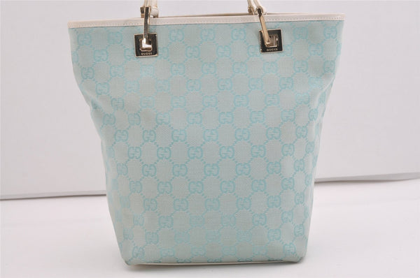 Authentic GUCCI Shoulder Tote Bag GG Canvas Leather 0021099 Light Blue 5352I