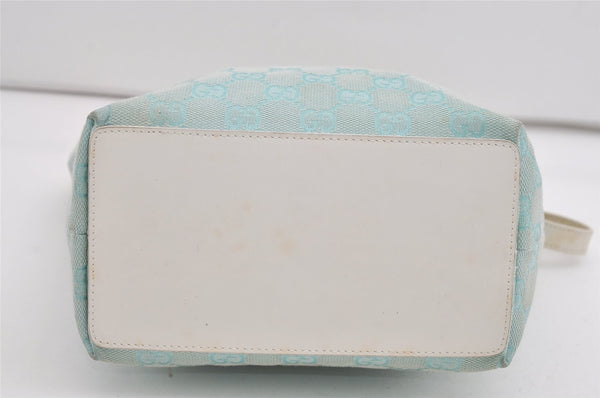 Authentic GUCCI Shoulder Tote Bag GG Canvas Leather 0021099 Light Blue 5352I