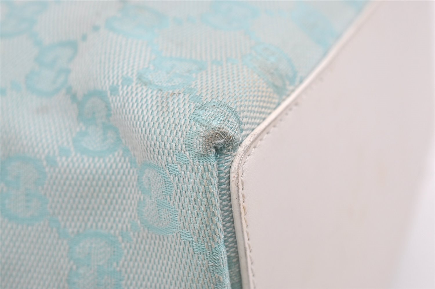 Authentic GUCCI Shoulder Tote Bag GG Canvas Leather 0021099 Light Blue 5352I