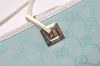 Authentic GUCCI Shoulder Tote Bag GG Canvas Leather 0021099 Light Blue 5352I